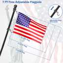 BONWIN Black Flag Pole Kit for Outside House, 7 FT Thickened Stainless Steel Wall Mount Flagpole for 3x5'/4x6' Flag, 1" Anti-Wrap Spinning Flag Ring Clips & 2-Position Bracket Holder for Porch Yard
