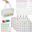 American Mahjong Game Set,Mahjong Set,Complete Mahjong Tile Set with 166 White Tiles (1.2’’),4 Tile rulers,4 dice,1 Bag,100 Chips,5 Instruction Manuals,Mahjong Game Gift for Enthusiasts
