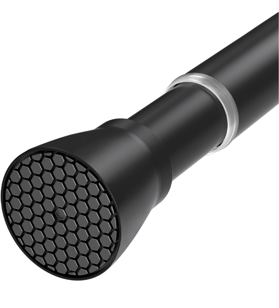 Black Spring Curtain Tension Rod 18-39 inch,Small Tension Rod for Windows,No Drilling Spring Tension rod,Adjustable Curtain Rod Tension Rod