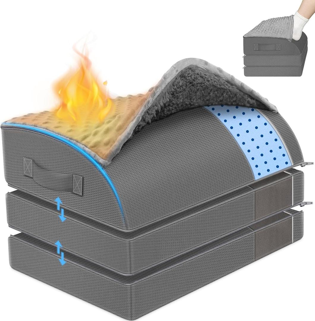 Foot Rest Under Desk for Office Use, Gel Memory Foam Foot Stool with 3 Adjustable Heights and Feet Warm Pocket for Back, Hip, Legs Discomfort Relief, Ergonomic Footrest for Office Chair & Gaming Chair (Gray)