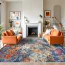 RUUGME Area Rug 9x12 Washable Rug - Soft Living Room Ultra-thin Rug Large Area Rug Indoor Farmhouse Stain Resistant Carpet for Bedroom Non-Slip Machine Washable Distressed Room Dec 9X12 Colorful/multi