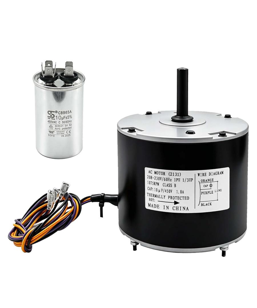 68J24 Condenser Fan Motor Fits for Lennox 68J2401,97M62,69W96,100483-29,100483-01,K55HXGCE-8094, (208-230V,1/3 HP,1Ph,60HZ,1075 RPM)