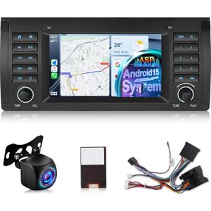 NHOPEEW Android 15 Radio for BMW 5 Series E39 1996-2003 with Wireless CarPlay&Android Auto, [2+64G] 7 inch IPS Touchscreen BMW Stereo - ASP, Custom Homepage, 5G/WiFi, GPS + Backup Camera + Canbus