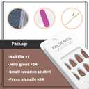 2 x Coffee Brown Press on Nails Almond Medium Fake Nails Solid Color Full Cover Artificial False Nail Glossy Manicure Glue on Acrylic Nail for Women