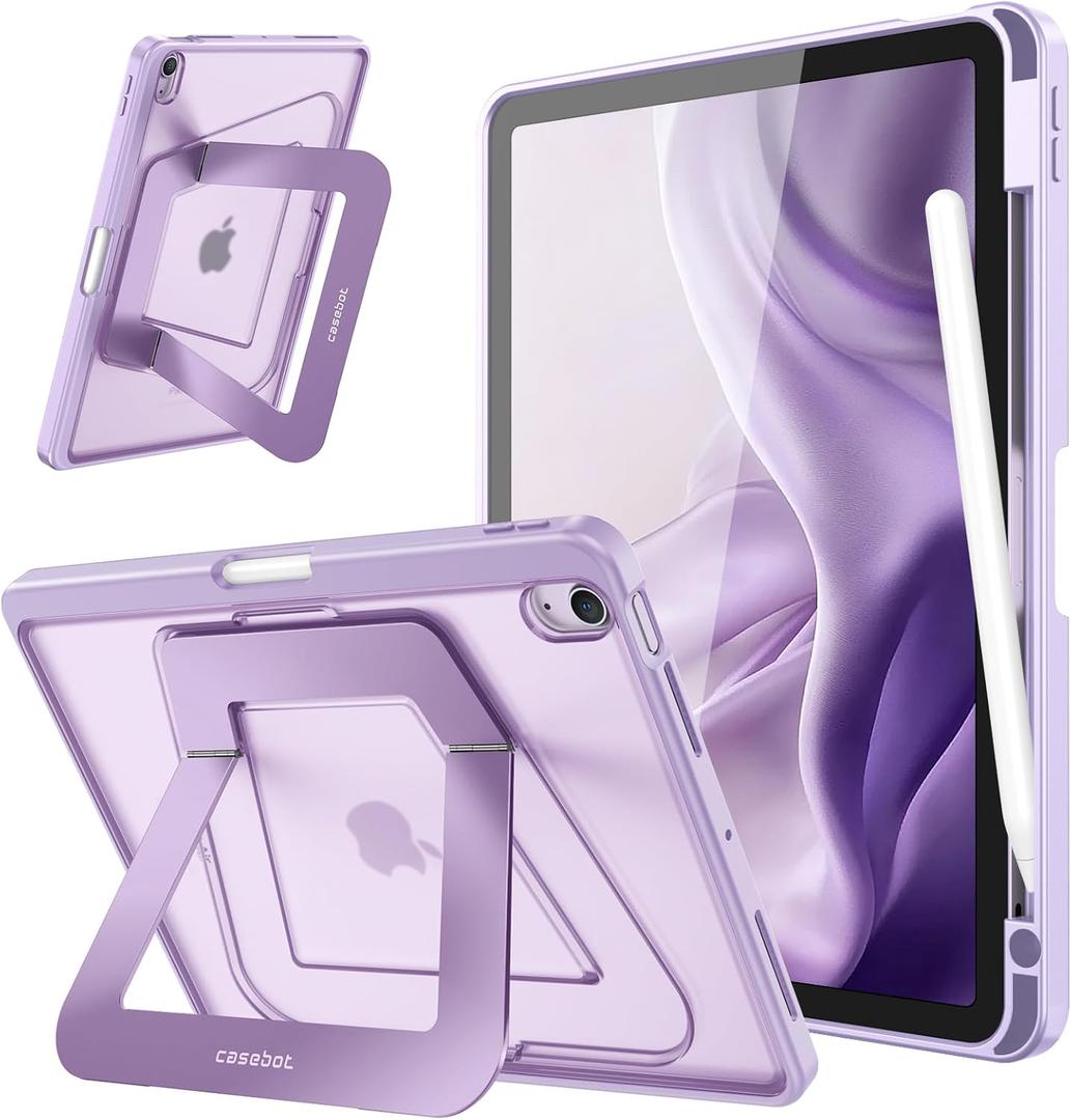 FINTIE Case for iPad Air 11 Inch M3/M2 (2025/2024), iPad Air 5/4 10.9 Inch (2022/2020), [Adjustable Metal Kickstand] Frosted Slim Case, Multi-Position Cover with Stylus Storage, Purple