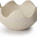 Wavy Decorative Bowl Home Decor- Modern Handicraft Decorative Fruit Bowl for Kitchen Counter, Creative Centerpiece Decor for Entryway Table Coffee Table, Spotted White (Single-medium)