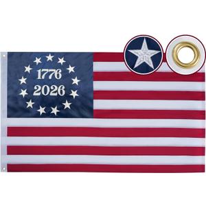 1776-2026 250th Anniversary USA Flag 2x3 ft, Embroidered American Betsy Ross Flags for Outside, Heavy Duty 13 Stars 250 Year 13 Colonies US Flag with 2 Brass Grommets