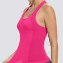 MathCat Workout Tops for Women Racerback Tank Tops Seamless Running Tank Tops Muscle Tank (Pink)