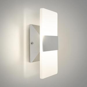ASD 8 Inch LED Indoor Wall Sconce - Modern Interior 10W 120V 2700K-5000K Adjustable Dimmable Wall Mounted Light Fixtures, Acrylic Glass Wall Lights for Stairway, Hallway - ETL, Brushed Nickel