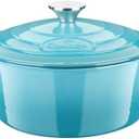 La Cuisine 2175MB Enameled Cast Iron Dutch Oven, Casserole, Pot, 5-Quart (QT) - Matte Black Enamel Interior, Teal Porcelain Enamel Coating Finish Exterior