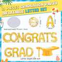 Sumind 15 Pcs Congrats Grad 2026 Pool Float 20" Inflatable Letter Pool Float Glitter Grad Party Decor Graduation Decoration Set with Graduation Beach Ball Hat for Beach(Gold)