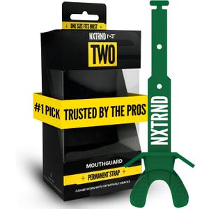 Nxtrnd Two Football Mouth Guard, Football Mouthpiece with Strap, Fits Adult & Youth (Dark Green)