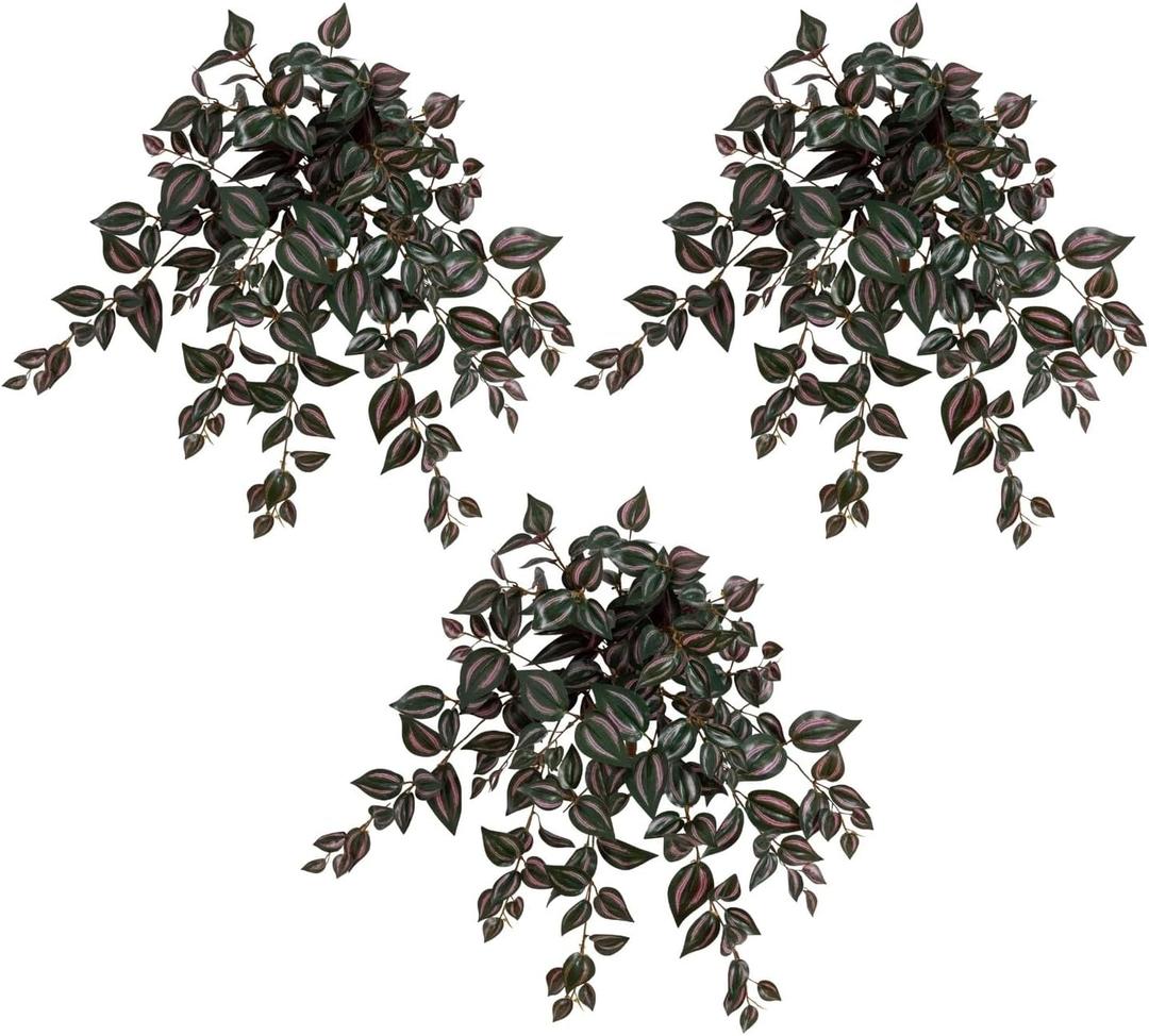 Nearly Natural 24in. UV Resistant Artificial Wandering Jew Hanging Plant (Indoor/Outdoor)- Set of 3