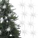 6 Inch Set of 8 Glitter Large Star Hanging Ornaments Christmas Tree Decorations Plastic Festive Embellishments Pendant, Shiny Holiday Decor (White)