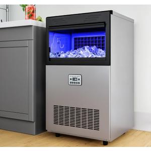 YITAHOME 100lbs Ice Maker Machine Commercial Under Counter Ice Maker, ETL & DOE Certificated Commercial Large Ice Makers Freestanding for Home Cafe Bar Restaurant 45pcs with 33lbs Storage Bin