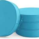 Summsun Outdoor Bistro Chair Cushions Set of 4, 15" D x 3" H Round Chair Cushions Waterproof and Fade Resistant Chair Cushion Pads with Non-Slip Ties and Removable Covers for Garden, Teal