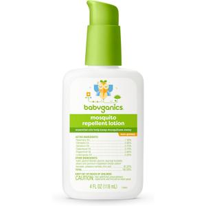 Babyganics Mosquito Repellent Lotion, Made with Plant and Essential Oils, Non-Greasy, 4oz (4 Fl Oz (Pack of 1), White)