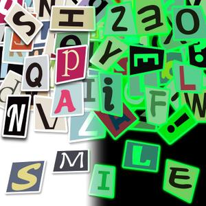 2 x 108 Pcs Alphabet Stickers Glow in The Dark, Vinyl Letters A-Z Water Bottle Sticker Pack for Teens, Waterproof Skateboard Laptop Decals for Adults Kids Girls Boys