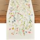 Artoid Mode Wildflowers Bloom Flowers Spring Table Runner, Seasonal Summer Floral Kitchen Dining Table Decoration for Home Party Decor 13x72 Inch, Brown