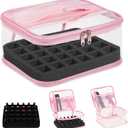 Beloving Clear Nail Polish Organizer Holds 30 Bottles PVC Nail Polish Case See-Through Nail Supplies with Manicure Tools Storage Sections, Portable Travel Nail Tech Carrying Bag for Storage Display (1 Count (Pack of 1), 1.Pink)