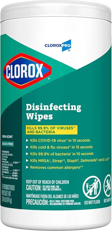 CloroxPro Clorox Disinfecting Wipes, Fresh Scent, 75 Count (6 Pack)