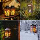 Solar Outdoor Lantern, Garden Hanging Waterproof Lanterns PVC Upgrade 3 LED Flickering Flameless Candle Decorative for Garden Women Mom Grandma Halloween Gifts (Grid Candle)