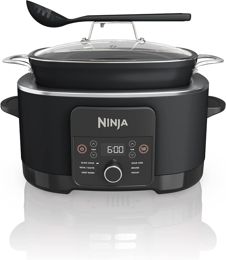 Ninja MC1010 Foodi PossibleCooker PLUS - Sous Vide & Proof 6-in-1 Multi-Cooker, with 8.5 Quarts, Slow Cooker, Dutch Oven & More, Glass Lid & Integrated Spoon, Nonstick, Oven Safe Pot to 500F, Black