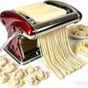 LEONEBEB Pasta Maker Stainless Steel 2-in-1 Manual Noodle Machine with 2mm & 4mm Cutters, Adjustable Thickness 0.1-5mm for Spaghetti, Fettuccine, Ramen, Dumpling Wrappers