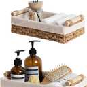 StorageWorks Bathroom Baskets for Organizing, Small Wicker Basket for Bathroom Organizer, Round Paper Rope Storage Basket for Bathroom Countertop, Set of 2 (Light Brown (Paper))