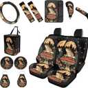 Forchrinse Frog Mushroom Car Seat Covers for Women Mushroom Auto Accessories Set with Steering Wheel Cover Shoulder Armrest Pad Cup Coaster Keychain Trash Can Universal for SUV Truck