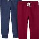 Simple Joys by Carter's Boys' 2-Pack Pull on Fleece Pants (5T, Burgundy Heather/Navy Heather)
