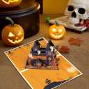 3 x Magic Ants Halloween 3D Pop-Up Card, Haunted House Design with Ghosts and Pumpkins, Spooky Greeting Card for Halloween Celebrations, Unique Handmade Halloween Card with Envelope