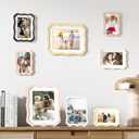 4x6 Enamel Picture Frame with HD-Tempered Glass, Display 3x5 Photo with Mat, Ornate Photo Frame with Gold Metal Edge & Velvet Back for Tabletop & Wall Mount Vertically or Horizontally Display, White