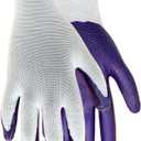 Red Steer A369P Nitrile Palm Gardening Gloves, Lightweight and Durable Nitrile Coated Palm, Form Fitting Seamless Knit Liner, White with Purple Palm, Size Large, 10 Pairs Per Pack