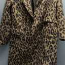 Utcoco Womens Leopard Long Wool Trench Coat Notched Lapel Double Breasted Pea Coat Winter Warm Overcoat (Small)