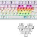 x XVX M75 75% Wireless Gaming Mechanical Keyboard, BT5.0/2.4GHz/USB-C,Hot Swappable Creamy Pre-lubed Switches,Gasket Structure,RGB Backlit White Keyboard w/Knob for PC/Laptop/Xbox/PS4/PS5,LUMINA HEART