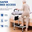 Bed Step Stool with Non-Slip Handrail, 400 Lbs Weight Capacity,  Product Dimensions 25.16"W x 44.88"H, Adjustable Height Bed Step with Non-Slip Surface & Storage Pocket, Bed Step Stool for Elderly, Pregnancy & Limited Mobility