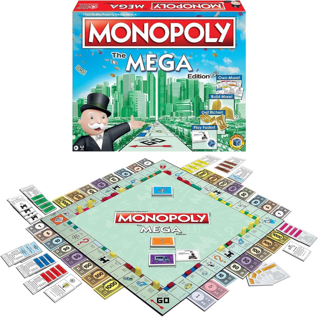 Monopoly The Mega Edition by Winning Moves Games USA, a Bigger and Faster Version of Monopoly with the Speed Die for 2 to 8 Players, Ages 8 and up (1104), Large