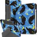 for iPad Air 11 Inch M3 2025 & M2 2024/Air 5th/4th Generation 10.9 Inch/Pro 11 Inch Case - with Pen Holder for Girls Boys Women Men Cute Cartoon Cool Anime Kawaii Fun, Blue Moon Cat