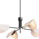 SEOL-Light 4-Light Fold White Linen Blossom Shades Chandelier with Black Metal Stems,E12,160W,30" Dia Large;