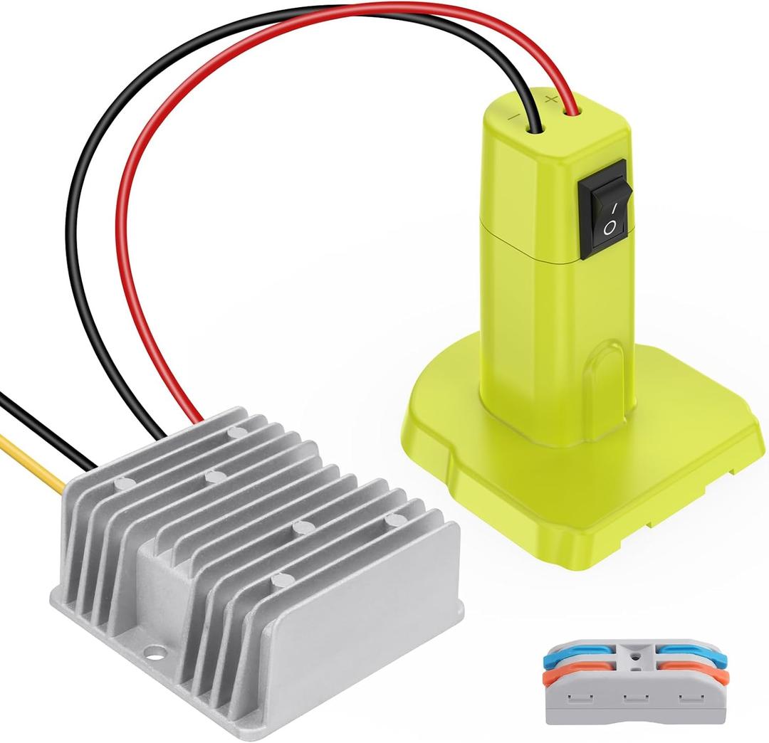 18V to 12V Step Down Converter Aadpter for Ryobi 18V Battery DC Voltage Converter Regulator 15A MAX 180W Automatic Buck Converter Power Wheel Aadpter with Switch for DIY Ride On Truck, RC Car Toys
