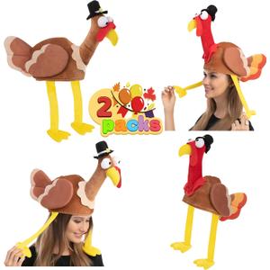 JOYIN 2PCS Turkey Gobbler Hats, Thanksgiving Novelty Hats Role Play & Carnival Cosplay, Thanksgiving Party Favor Supplies