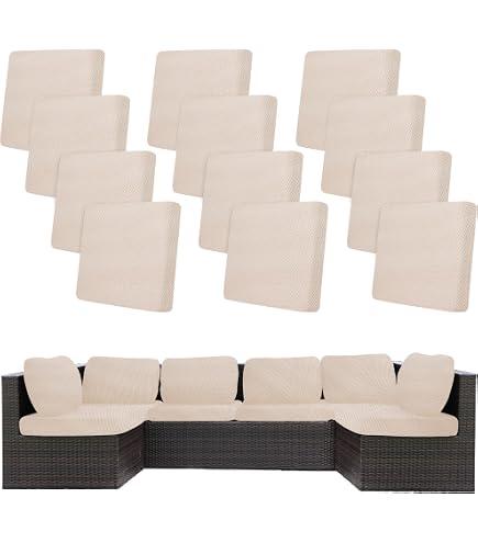 12 Pcs Outdoor Cushion Covers, Patio Sofa Cushion Covers Replacement