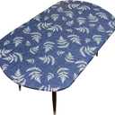 Pioggia Oval Vinyl Fitted Tablecloth with Flannel Backing Elastic Table Cloth Waterproof Oil-Proof Plastic Table Cover Best for Up to 42" x 60"