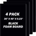 30" x 40" Foam Board 4 Pack, 0.23" Thickness Black Poster Board, Acid Free, Double Sided, Rigid, Sign Board for Mounting, Crafts, Modelling, Art, Display, School Projects