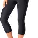 Pinup Fashion Swim Pants Women - Swimming Capris High Waisted Swimsuit Leggings UV Swimwear Tights (5X-Large, Black)