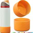 2 x yoelike 2 PCS Wave Silicone Water Bottle Boot for Owala, Anti-Slip Protective Sleeve for FreeSip/Twist/Flip, Watter Bottle Accessories, Bottom Bumper Cover, Dishwasher Safe, BPA Free (40 Ounces, orange)