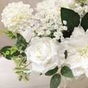 Ling's moment Fake Flowers Box, Faux Artificial Greenery Stems Foam Roses Silk Dahlia Rose Leaves Fabic Flower for Centerpieces Bouquet Wedding Vase Floral Decorations, White & Sage, Grand Combo