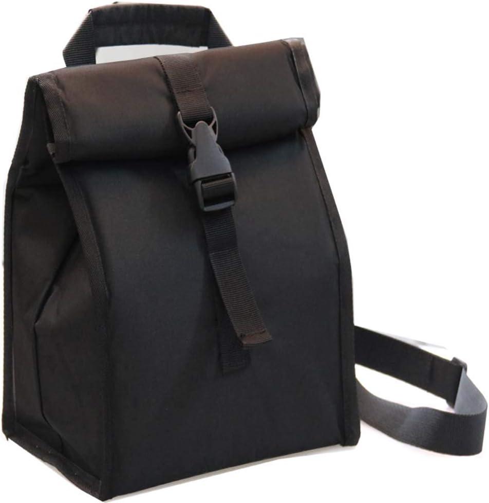 Insulated Foldable Lunch Bag With Ajustable Strap- Lightweight Portable Lunch Box for Men, Women, Office, Work, Picnic, Hiking and Beach (Black(Hard Fabric))