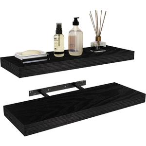 Vervida 24 Inch Floating Shelves | Extra Deep & Thick Heavy-Duty Wall Storage for Bedroom/Living Room | Stylish Modern Design, Easy Install, Hidden Bracket Shelves (2 Pack), 24x7.9